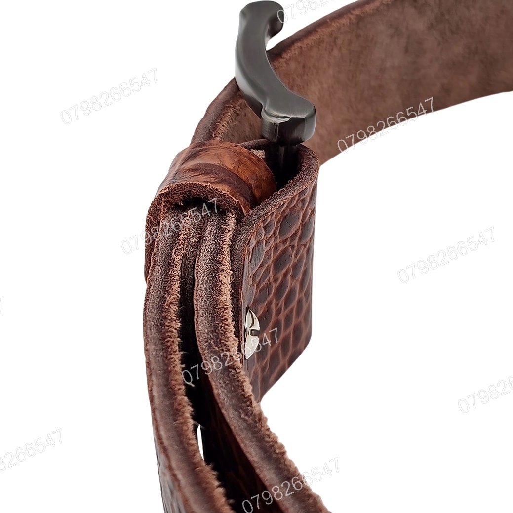 Thắt lưng nam da bò dập vân cá sấu DHM-563 | Mặt dây khóa kim xám tro | Bảo hành 12 tháng - Ảnh 9