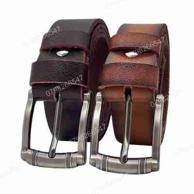 Dây nịt nam da bò cháy biên DHM-564 | Mặt khoá kim màu xám thời thượng | Bảo hành 12 tháng