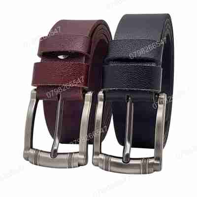 Dây lưng nam da bò nguyên tấm DHM-565 | Mặt khoá đầu kim xám nam tính | Bảo hành 12 tháng