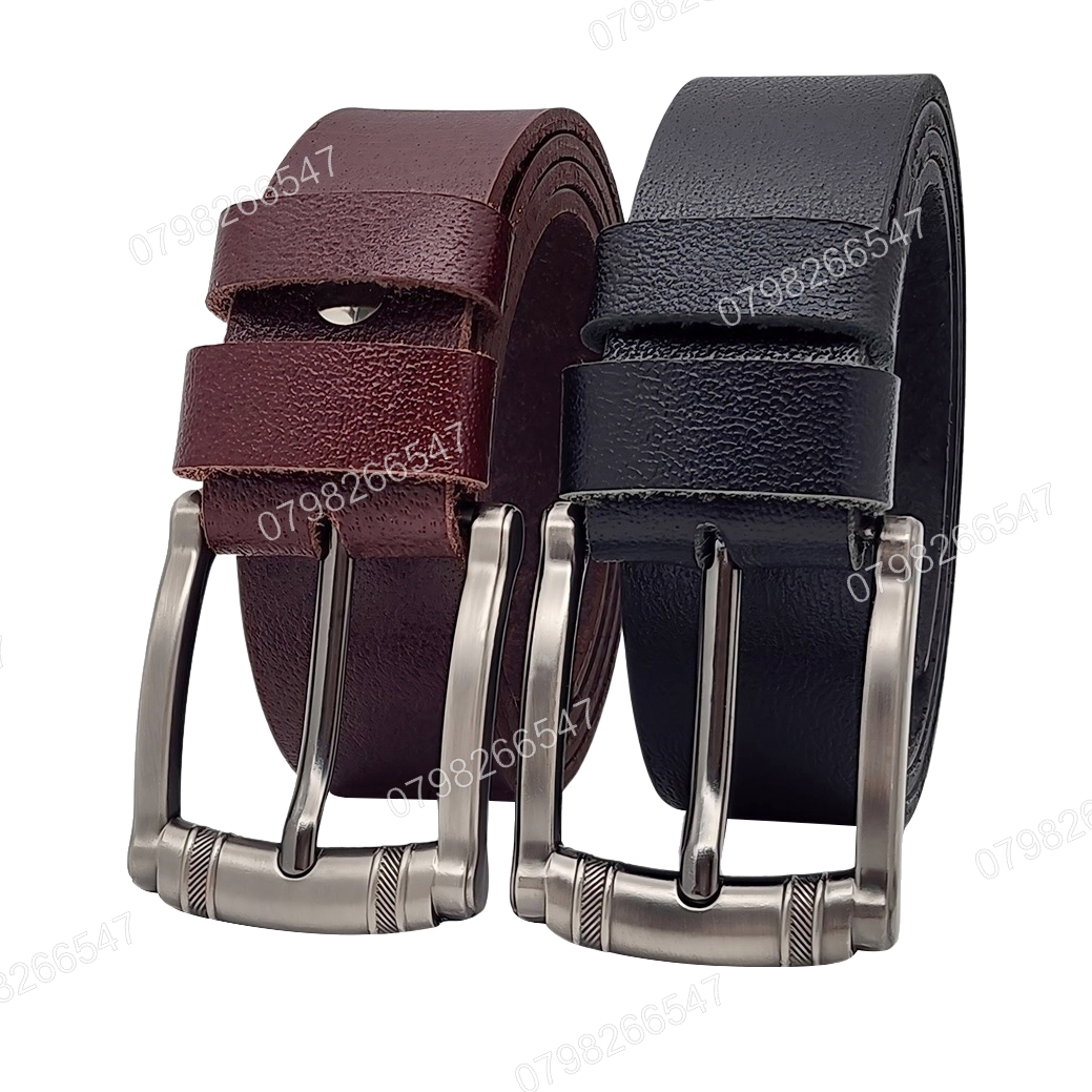 Dây lưng nam da bò nguyên tấm DHM-565 | Mặt khoá đầu kim xám nam tính | Bảo hành 12 tháng