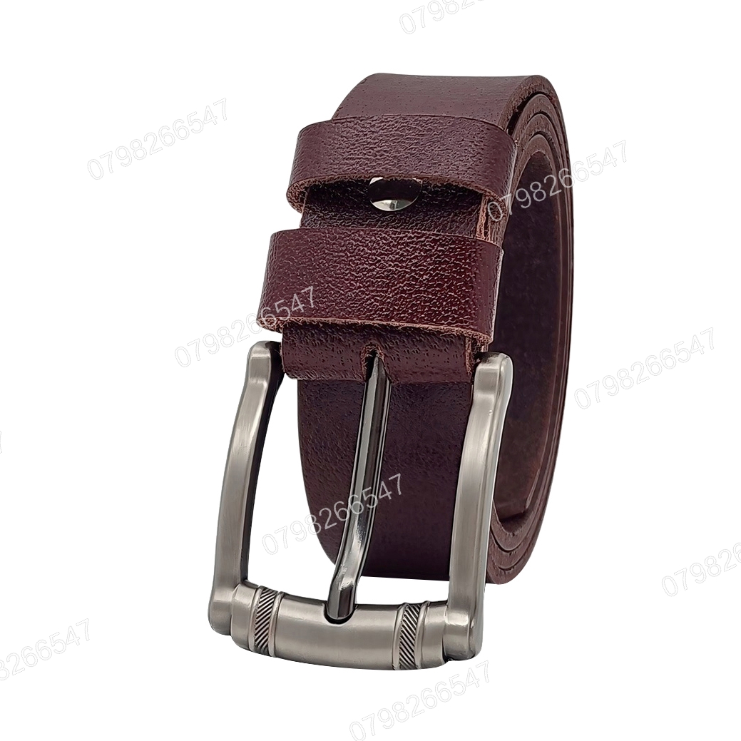 Dây lưng nam da bò nguyên tấm DHM-565 | Mặt khoá đầu kim xám nam tính | Bảo hành 12 tháng - Ảnh 3