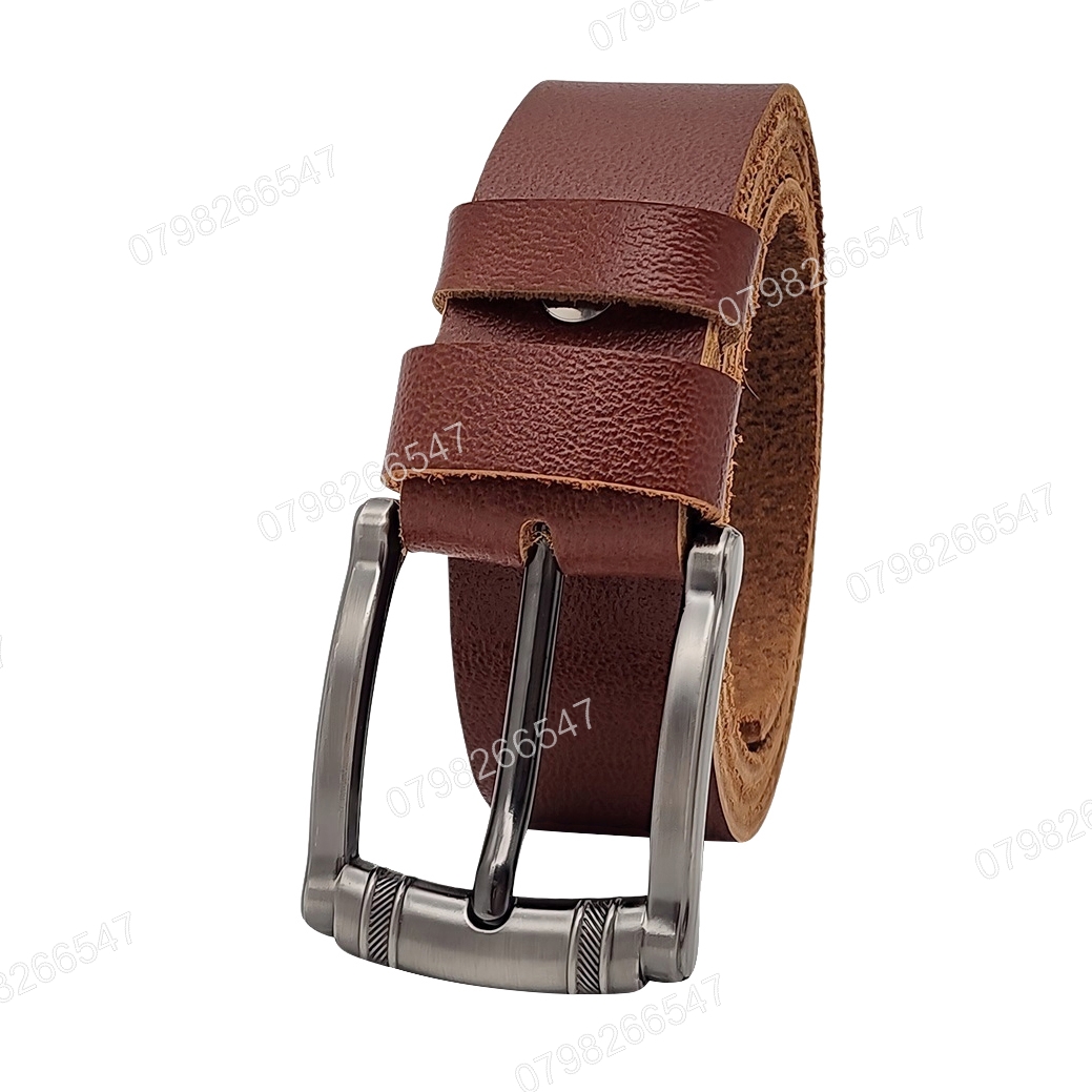 Dây lưng nam da bò nguyên tấm DHM-565 | Mặt khoá đầu kim xám nam tính | Bảo hành 12 tháng - Ảnh 4