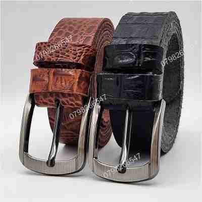 Dây nịt nam da bò dập vân cá sấu DHM-576 | Đầu khoá kim laze đơn giản | Bảo hành 12 tháng