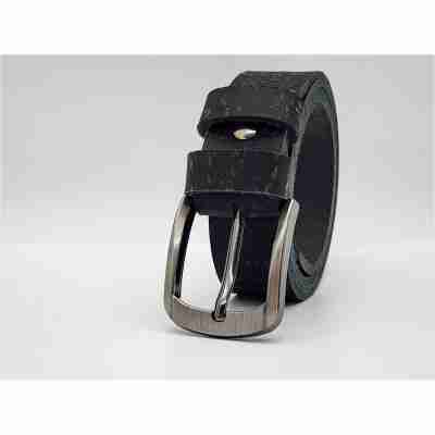 Dây nịt nam da bò thô DHM-578 | Mặt khoá laze xám tro nam tính | Bảo hành 12 tháng