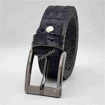 Thắt lưng nam da bò dập vân cá sấu DHM-579 | Mặt khóa kim vuông laze | Bảo hành 12 tháng
