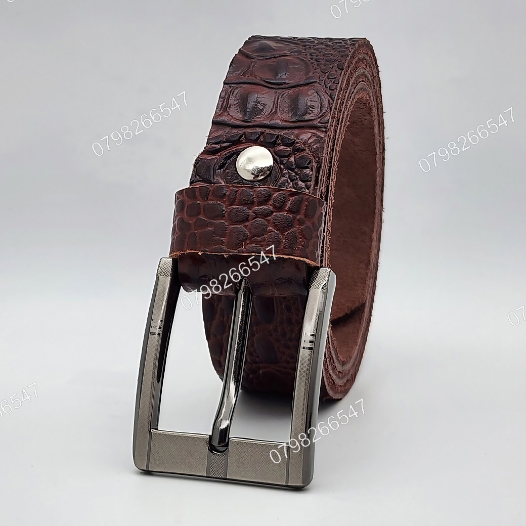 Thắt lưng nam da bò dập vân cá sấu DHM-579 | Mặt khóa kim vuông laze | Bảo hành 12 tháng - Ảnh 2
