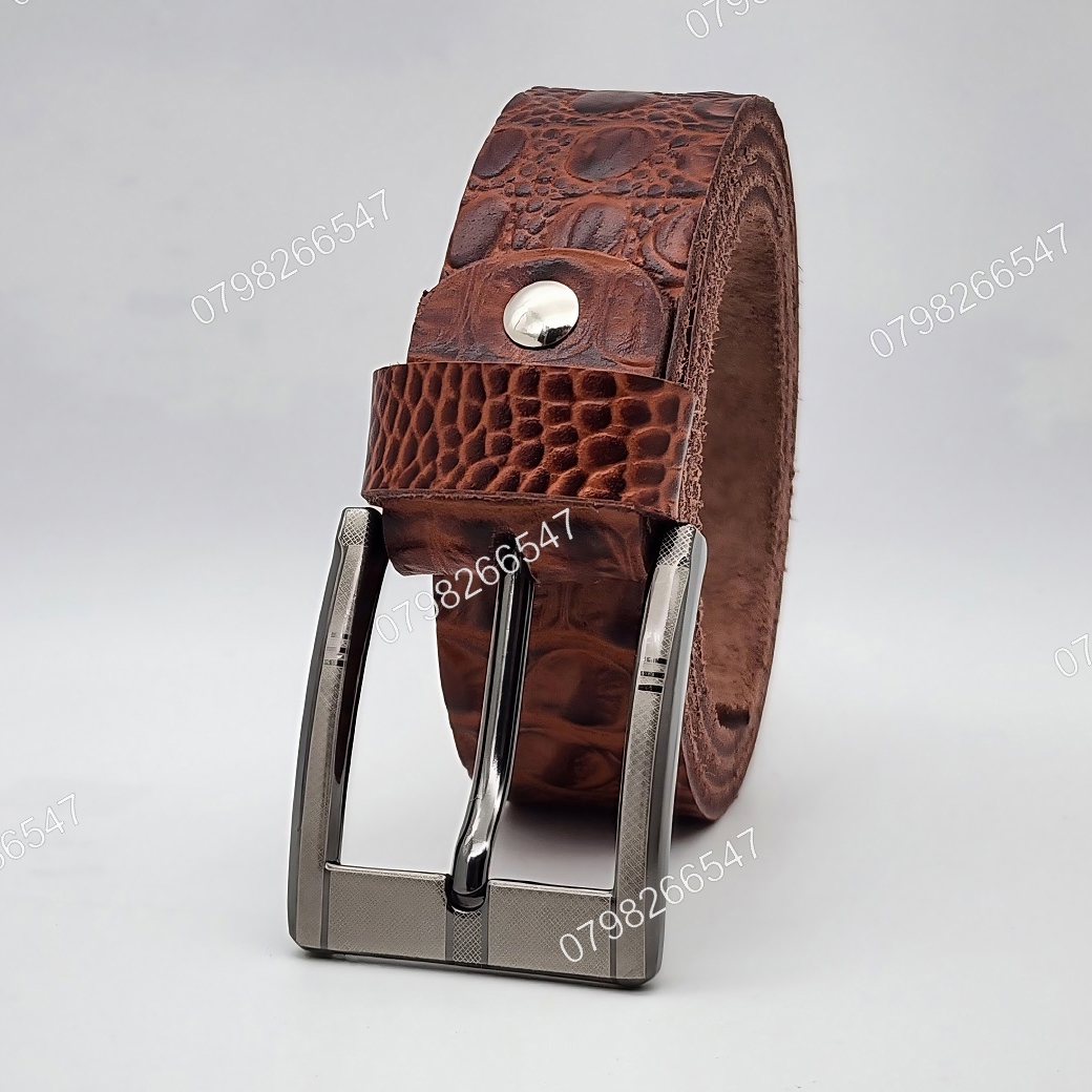 Thắt lưng nam da bò dập vân cá sấu DHM-579 | Mặt khóa kim vuông laze | Bảo hành 12 tháng - Ảnh 3