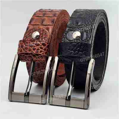 Dây lưng da bò dập vân cá sấu DHM-581 | Khoá kim laze vuông cao cấp | Bảo hành 12 tháng