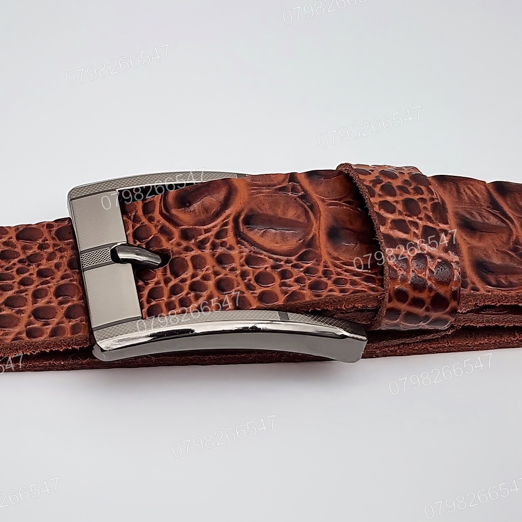 Dây lưng da bò dập vân cá sấu DHM-581 | Khoá kim laze vuông cao cấp | Bảo hành 12 tháng - Ảnh 5