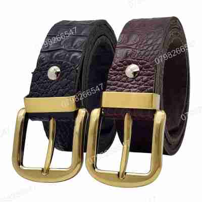 Dây nịt nam da bò sáp DHM-597 | Mặt khoá kim laze bảng vuông nam tính | Bảo hành 12 tháng