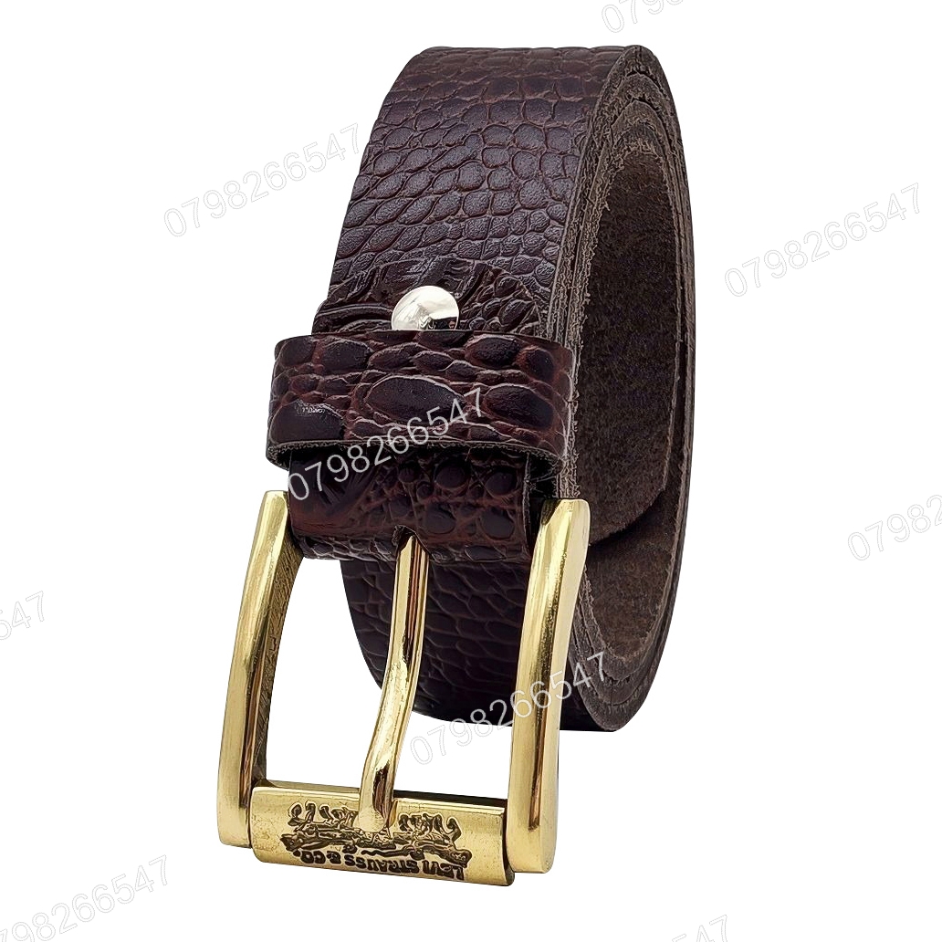 Dây lưng da bò dập vân cá sấu DHM-591 | Đầu khoá đồng xoay nguyên khối nam tính | Bảo hành 12 tháng - Ảnh 4