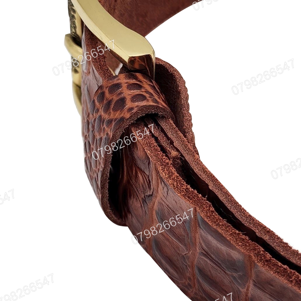 Dây lưng da bò dập vân cá sấu DHM-591 | Đầu khoá đồng xoay nguyên khối nam tính | Bảo hành 12 tháng - Ảnh 9