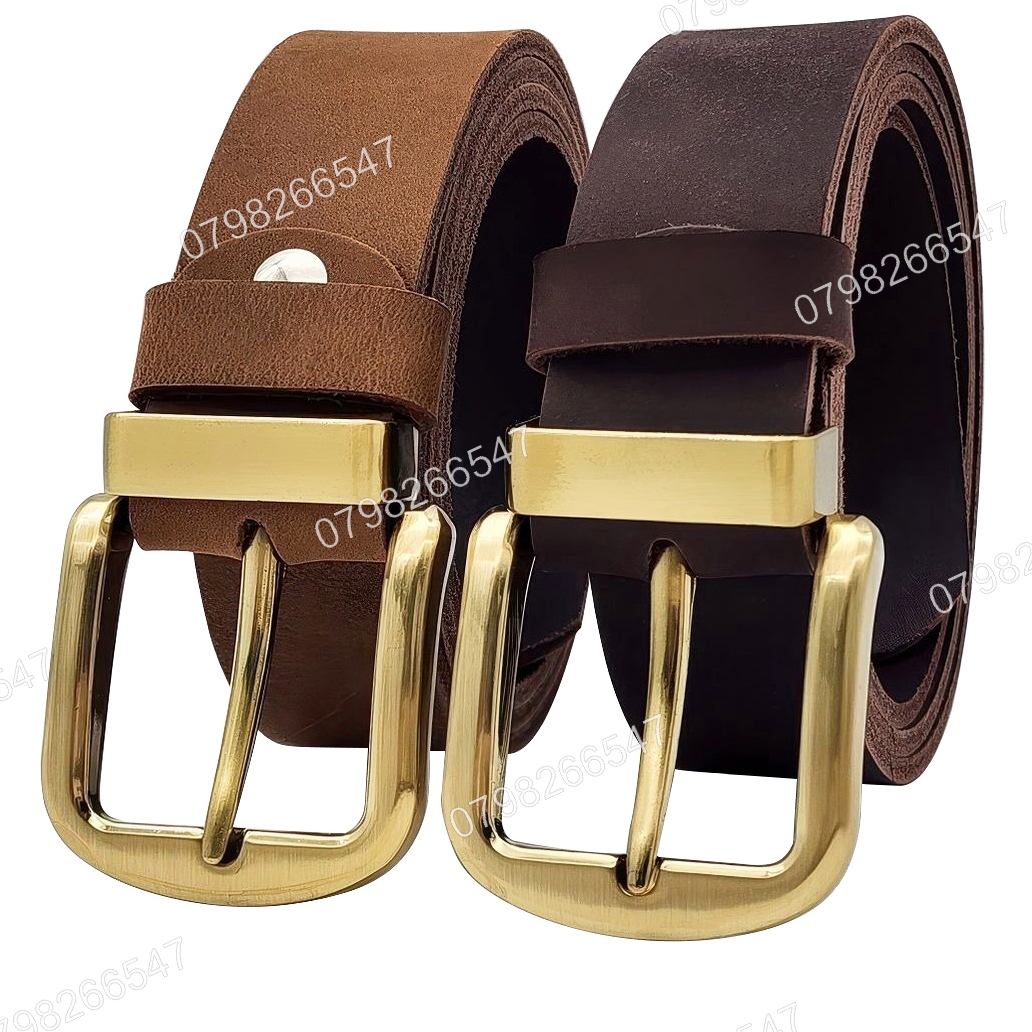 Thắt lưng nam da bò sáp DHM-592 | Đầu khoá kim vàng đồng nguyên khối sang trọng | Bảo hành 12 tháng