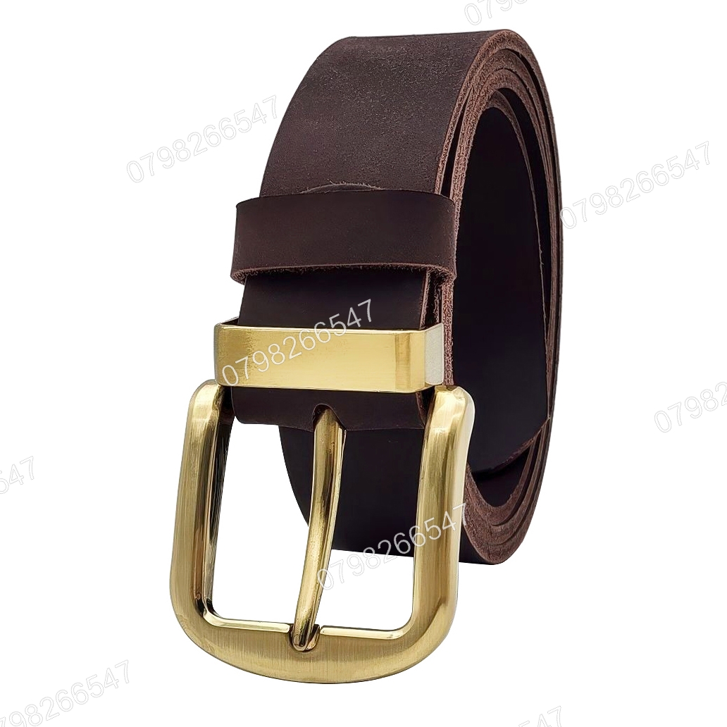 Thắt lưng nam da bò sáp DHM-592 | Đầu khoá kim vàng đồng nguyên khối sang trọng | Bảo hành 12 tháng - Ảnh 2