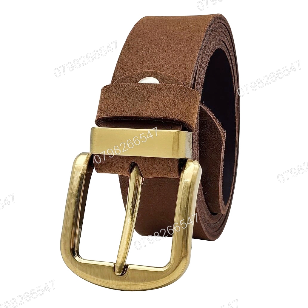 Thắt lưng nam da bò sáp DHM-592 | Đầu khoá kim vàng đồng nguyên khối sang trọng | Bảo hành 12 tháng - Ảnh 3