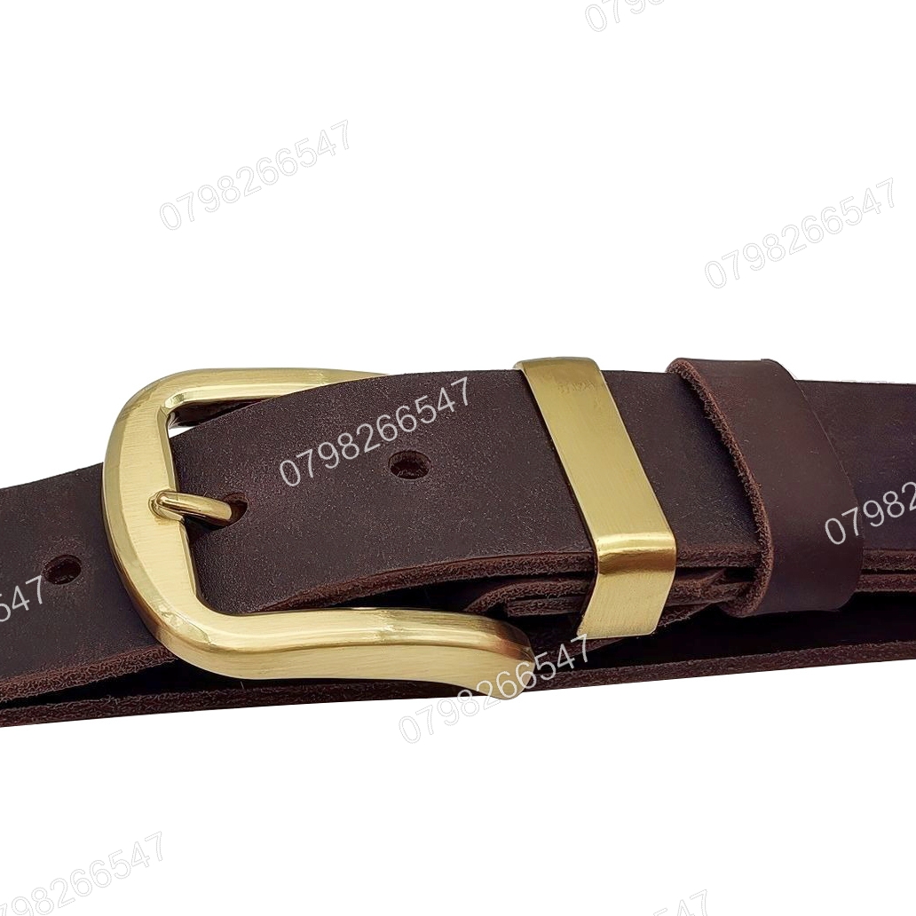 Thắt lưng nam da bò sáp DHM-592 | Đầu khoá kim vàng đồng nguyên khối sang trọng | Bảo hành 12 tháng - Ảnh 5