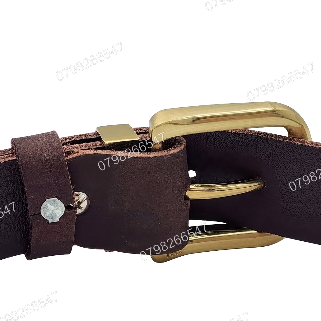 Thắt lưng nam da bò sáp DHM-592 | Đầu khoá kim vàng đồng nguyên khối sang trọng | Bảo hành 12 tháng - Ảnh 7