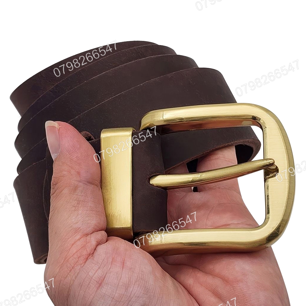 Thắt lưng nam da bò sáp DHM-592 | Đầu khoá kim vàng đồng nguyên khối sang trọng | Bảo hành 12 tháng - Ảnh 9