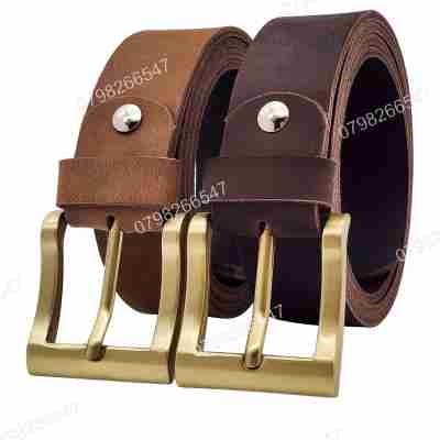 Thắt lưng nam da bò sáp DHM-594 | Mặt khoá kim mạ đồng vuông sang trọng | Bảo hành 12 tháng