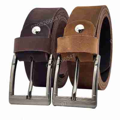 Dây lưng da bò sáp DHM-596 | Khoá kim laze kiểu vuông thời trang nam tính | Bảo hành 12 tháng