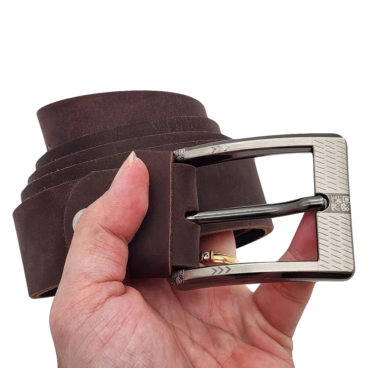 Dây nịt nam da bò sáp DHM-597 | Mặt khoá kim laze bảng vuông nam tính | Bảo hành 12 tháng - Ảnh 15