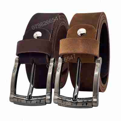 Thắt lưng da bò sáp DHM-599 | Mặt khoá kim laze kiểu bo tròn nam tính | Bảo hành 12 tháng