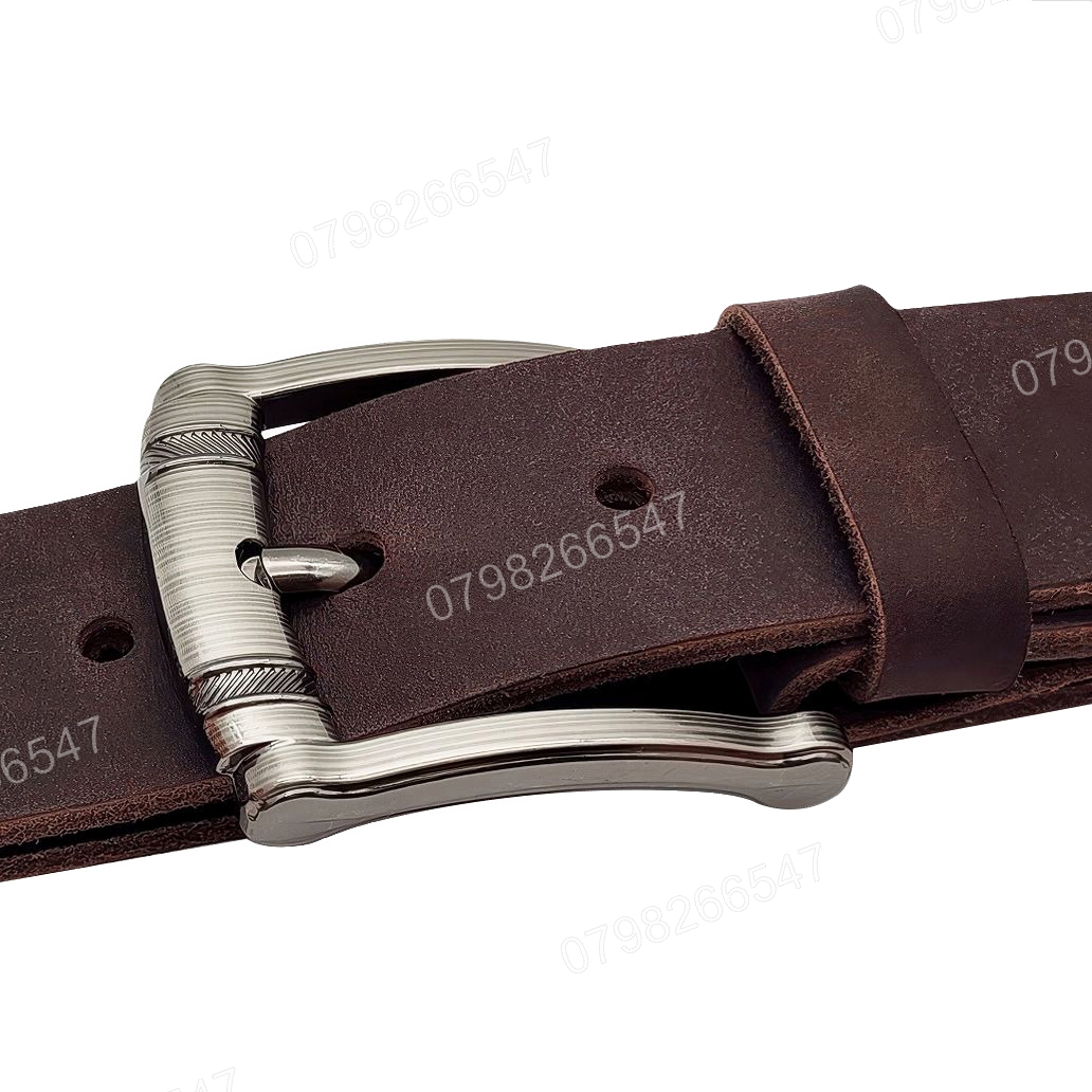 Thắt lưng nam da bò sáp DHM-602 | Mặt khoá kim laze 2 cục nam tính | Bảo hành 12 tháng - Ảnh 5