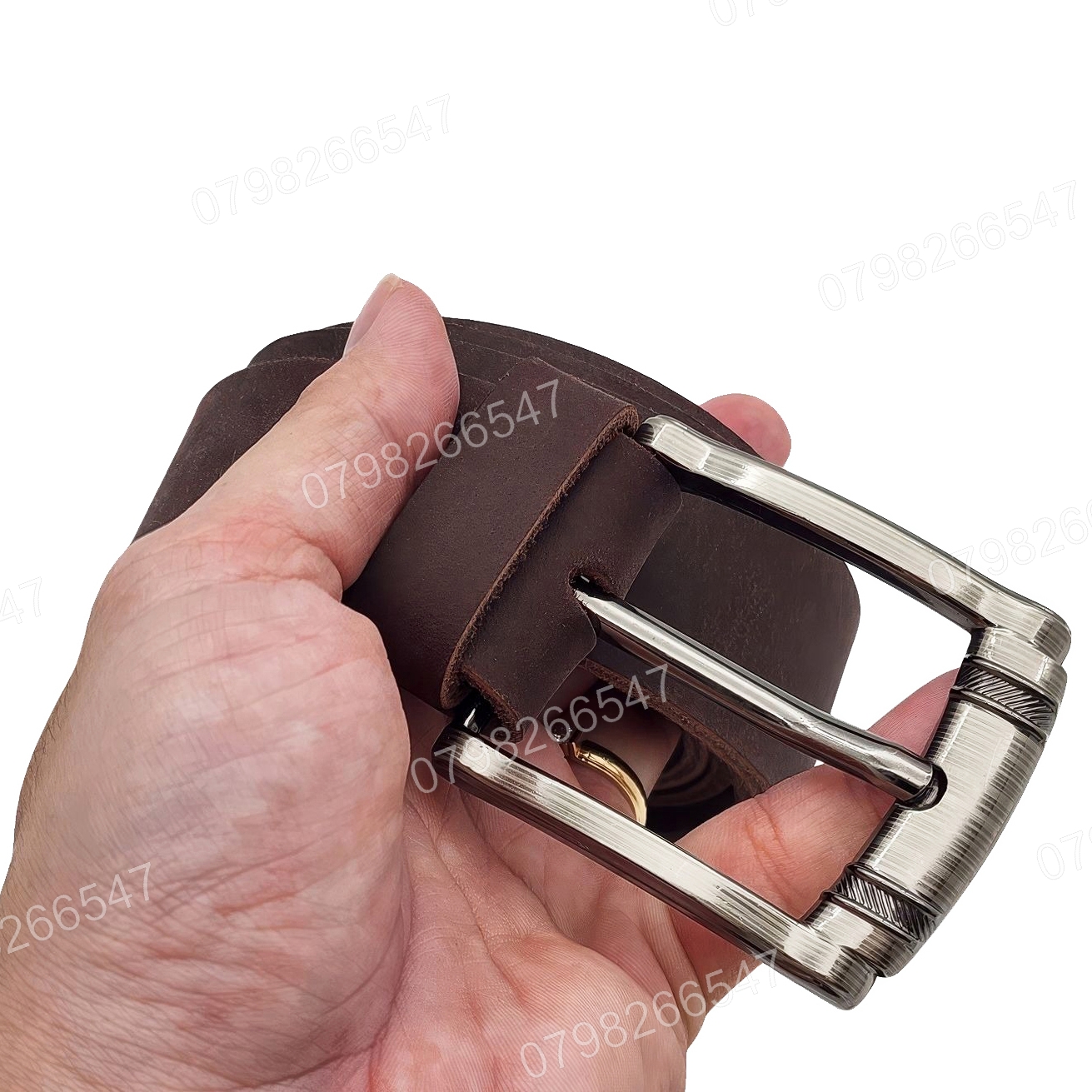 Thắt lưng nam da bò sáp DHM-602 | Mặt khoá kim laze 2 cục nam tính | Bảo hành 12 tháng - Ảnh 8