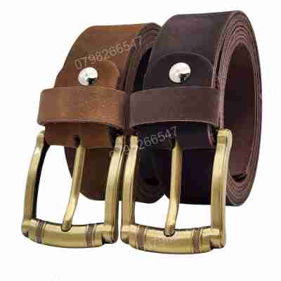 Dây nịt da bò sáp DHM-603 | Mặt khoá kim mạ đồng 2 cục thời trang | Bảo hành 12 tháng