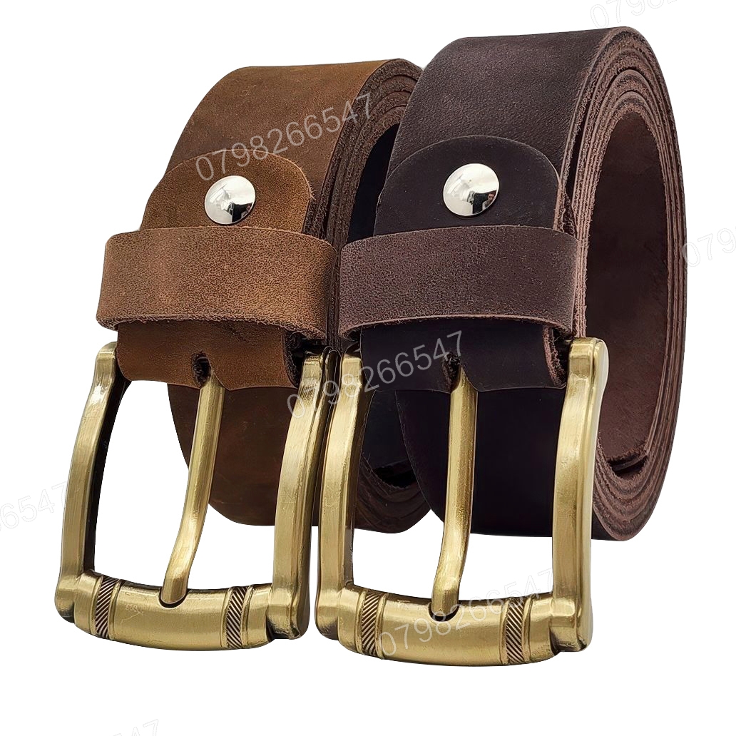 Dây nịt da bò sáp DHM-603 | Mặt khoá kim mạ đồng 2 cục thời trang | Bảo hành 12 tháng