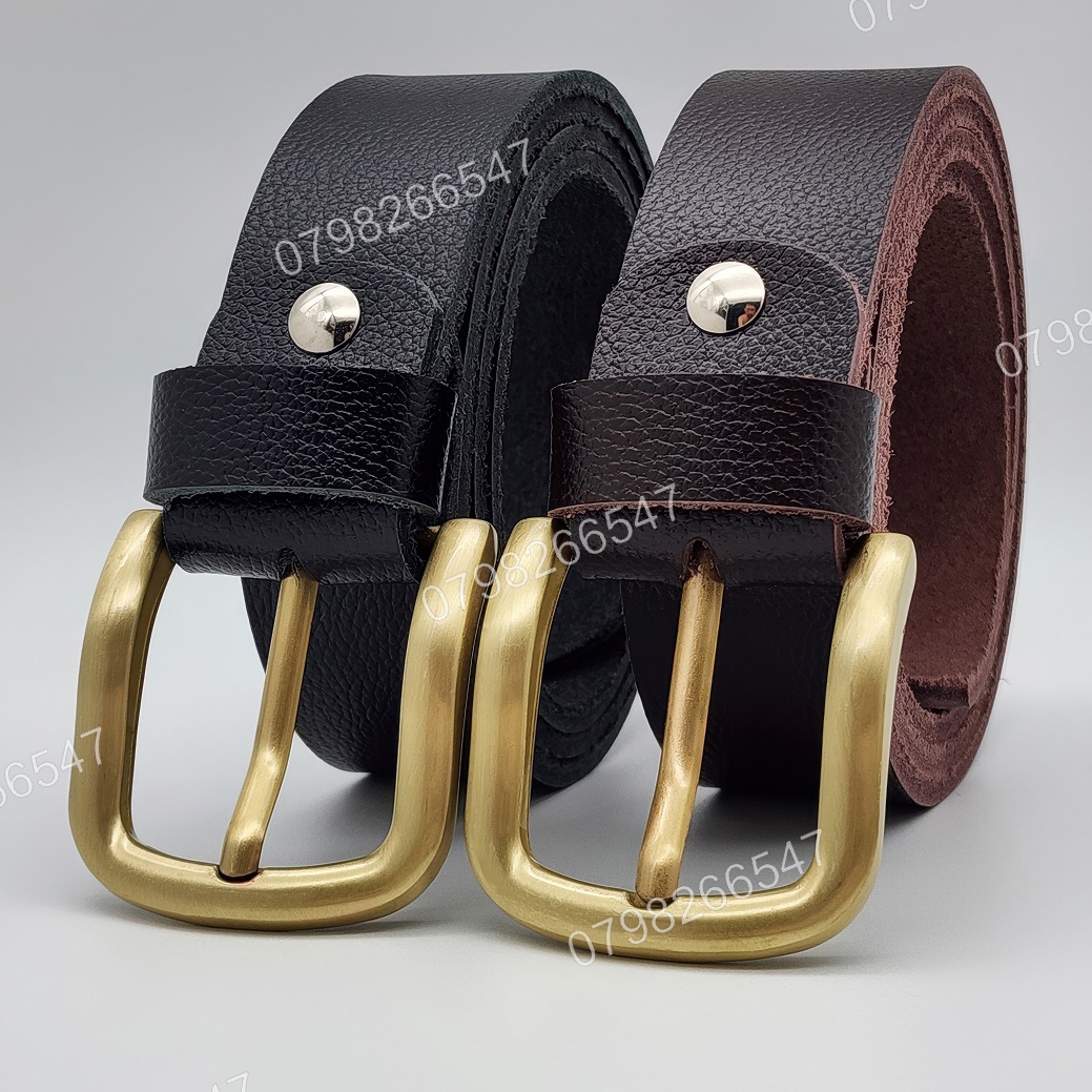 Thắt lưng da bò hạt DHM-607 | Đầu khoá kim mạ đồng bo tròn thanh lịch | Bảo hành 12 tháng