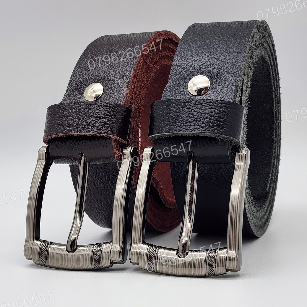 Dây nịt da bò hạt DHM-609 | Mặt khoá kim laze 2 hoạ tiết thời trang | Bảo hành 12 tháng