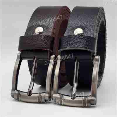 Thắt lưng nam da bò hạt DHM-610 | Đầu khoá kim xám tro thời thượng | Bảo hành 12 tháng