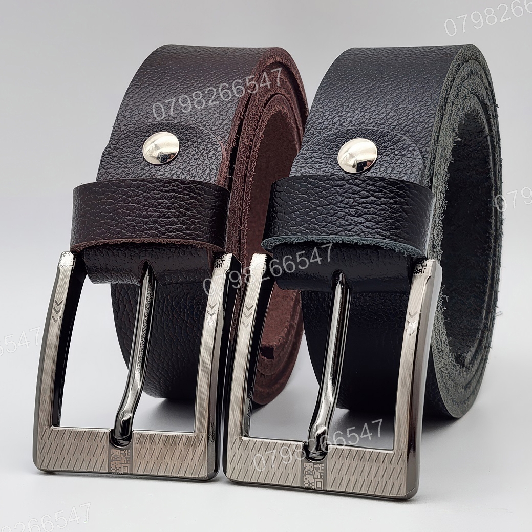 Thắt lưng da bò hạt DHM-611 | Mặt khoá kim vuông laze sang trọng | Bảo hành 12 tháng