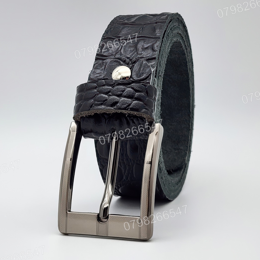 Dây nịt da bò dập vân cá sấu DHM-612 | Đầu khoá kim vuông laze đơn giản | Bảo hành 12 tháng - Ảnh 2
