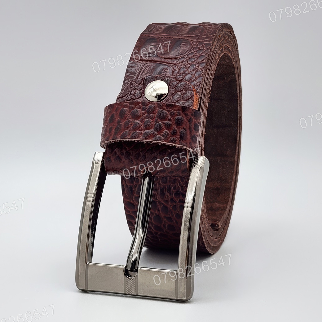 Dây nịt da bò dập vân cá sấu DHM-612 | Đầu khoá kim vuông laze đơn giản | Bảo hành 12 tháng - Ảnh 4