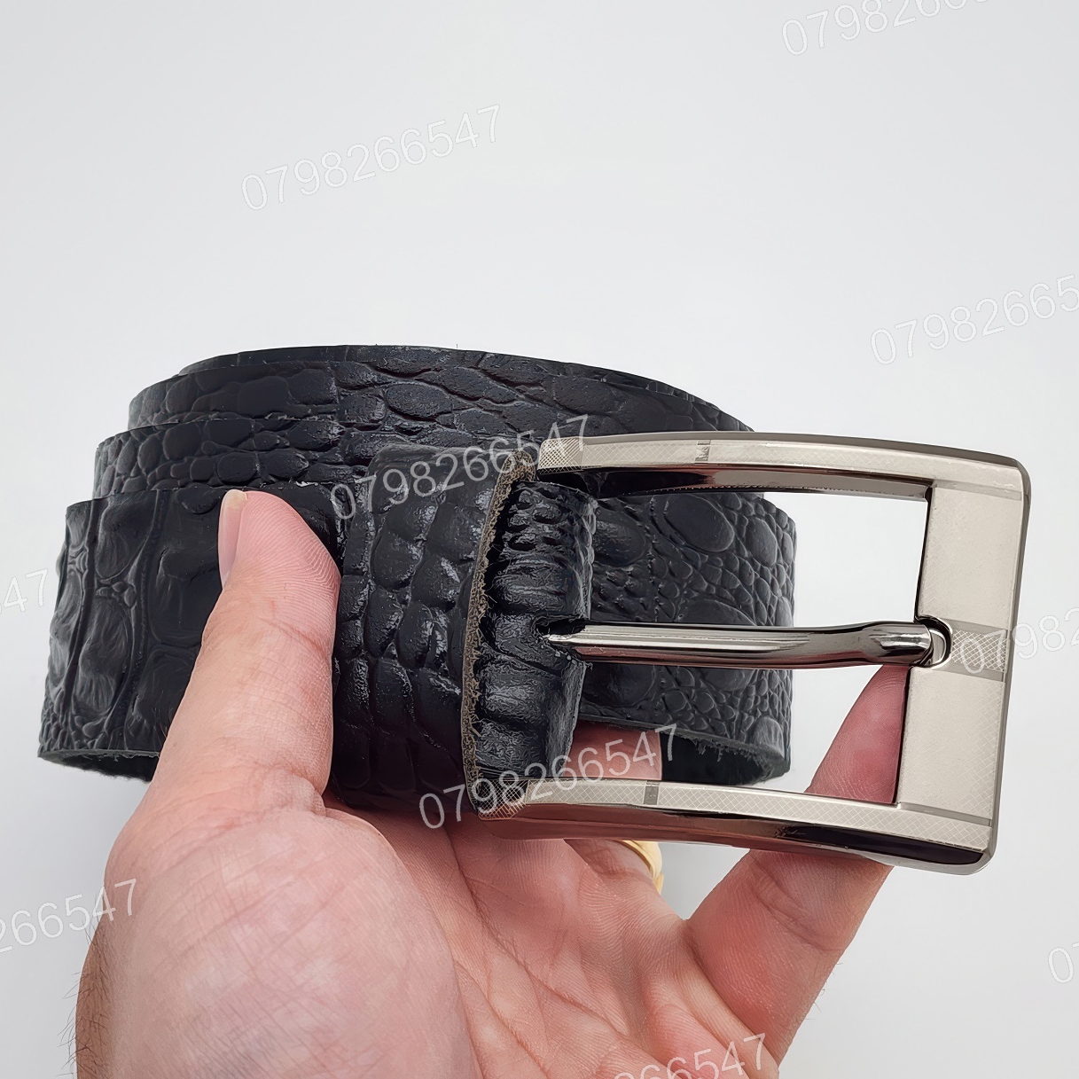 Dây nịt da bò dập vân cá sấu DHM-612 | Đầu khoá kim vuông laze đơn giản | Bảo hành 12 tháng - Ảnh 7