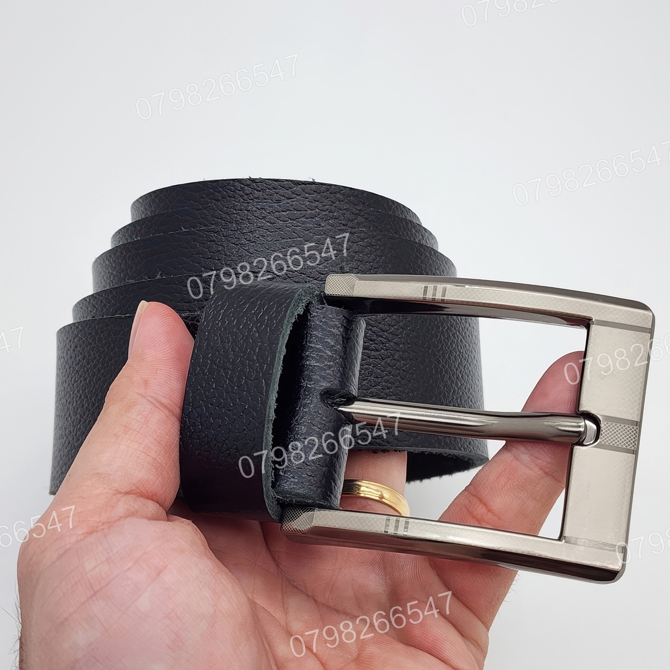 Thắt lưng da bò hạt DHM-613 | Mặt khoá kim vuông laze thời trang | Bảo hành 12 tháng - Ảnh 6