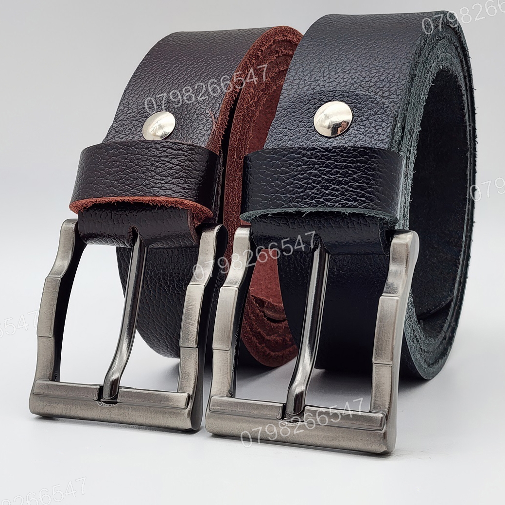 Dây lưng nam da bò hạt DHM-614 | Đầu nịt khoá kim xám tro 3 khúc thời trang | Bảo hành 12 tháng