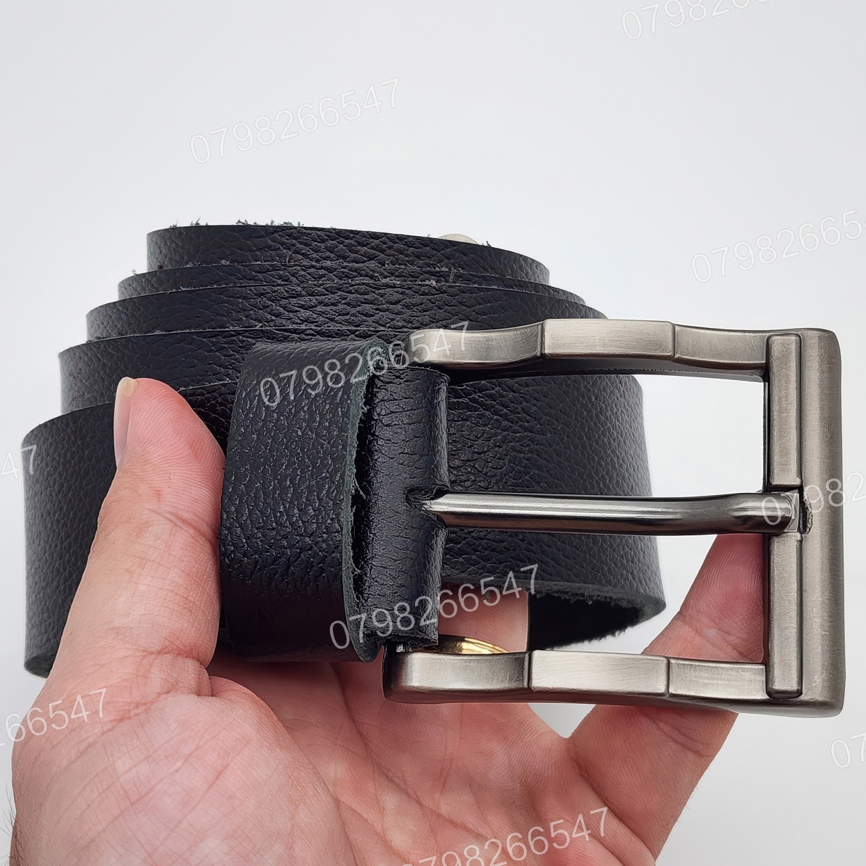 Dây lưng nam da bò hạt DHM-614 | Đầu nịt khoá kim xám tro 3 khúc thời trang | Bảo hành 12 tháng - Ảnh 6