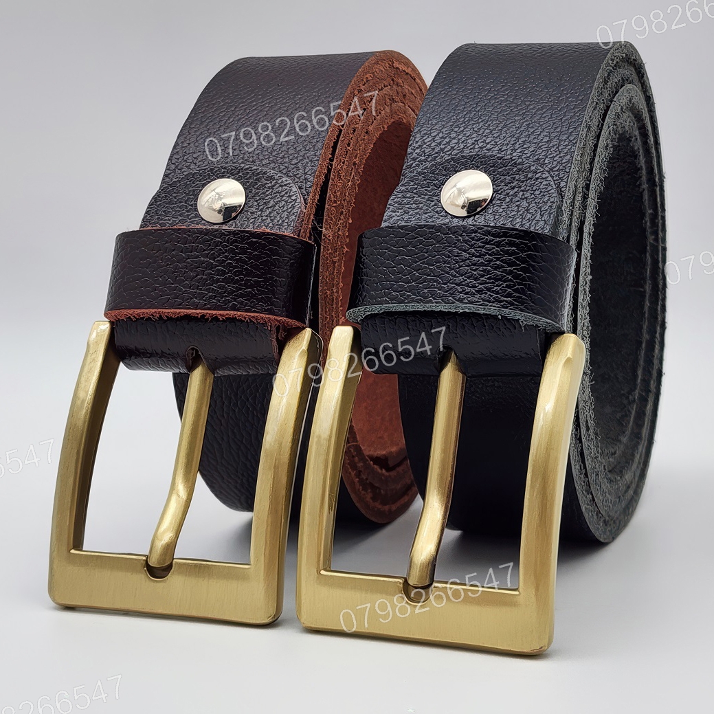 Thắt lưng nam da bò hạt DHM-615 | Mặt dây khoá kim mạ đồng vuông đơn giản | Bảo hành 12 tháng