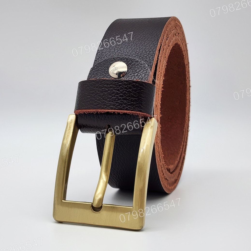 Thắt lưng nam da bò hạt DHM-615 | Mặt dây khoá kim mạ đồng vuông đơn giản | Bảo hành 12 tháng - Ảnh 2