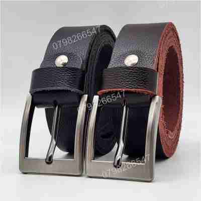 Dây nịt da bò hạt DHM-622 | Mặt khoá kim xám tro vuông đơn giản | Bảo hành 12 tháng