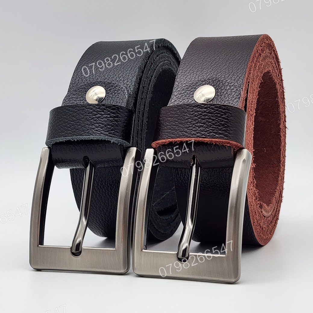 Dây nịt da bò hạt DHM-622 | Mặt khoá kim xám tro vuông đơn giản | Bảo hành 12 tháng