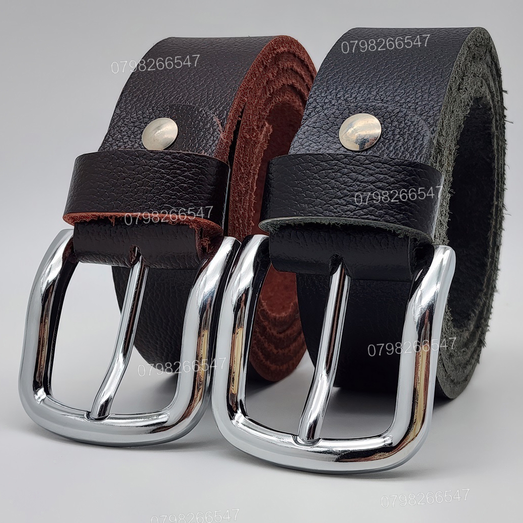 Dây nịt da bò hạt DHM-626 | Mặt khóa kim màu trắng bo tròn thời trang | Bảo hành 12 tháng