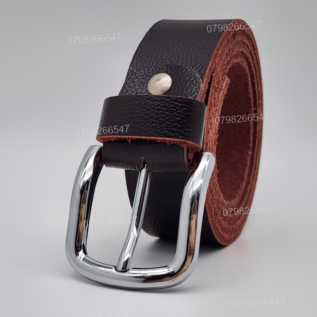 Dây nịt da bò hạt DHM-626 | Mặt khóa kim màu trắng bo tròn thời trang | Bảo hành 12 tháng - Ảnh 3