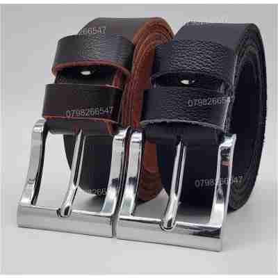 Dây lưng da bò hạt DHM-627 | Đầu khóa kim màu trắng kiểu vuông nam tính | Bảo hành 12 tháng