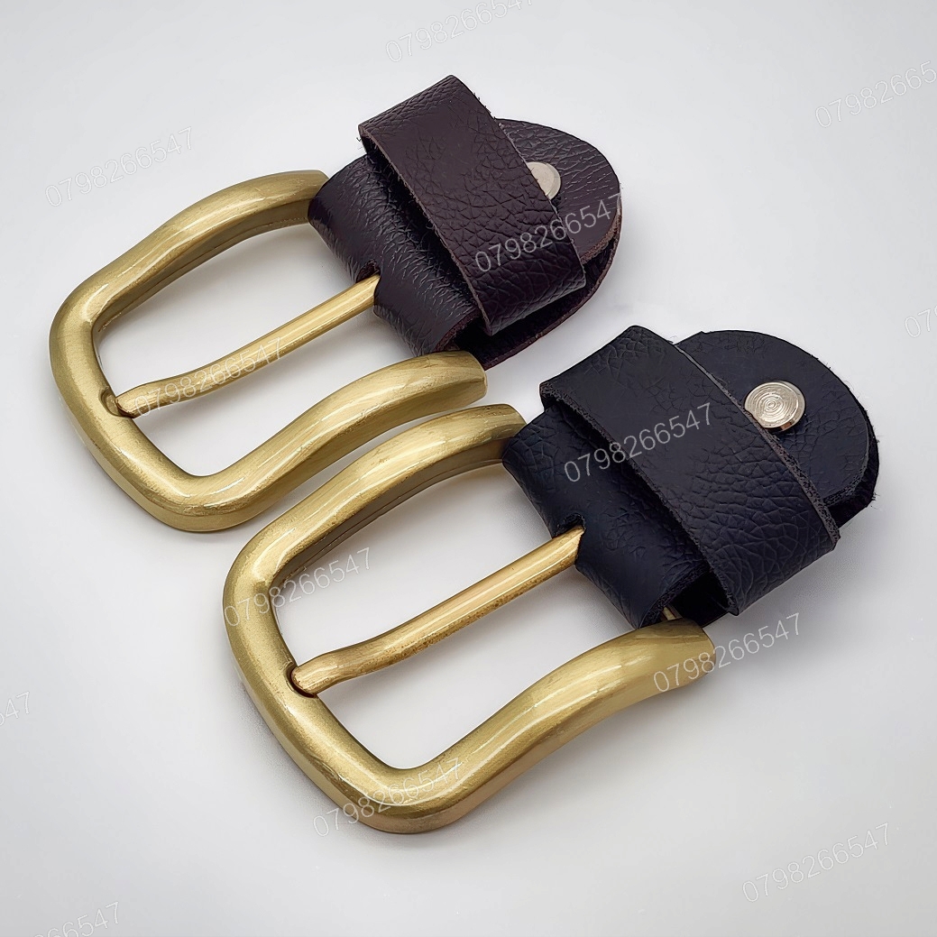 Mặt khoá dây nịt nam DKK-063 | Đầu khoá xỏ kim bảng 4F vàng đồng góc bầu thời trang | Bảo hành 12 tháng