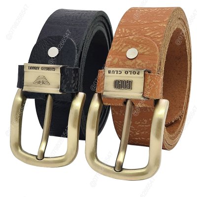 Dây lưng da bò thật bản thô DHM-444 | Khoá kim loại mạ đồng bo tròn cạnh |Giao logo ngẫu nhiên | Bảo hành 12 tháng