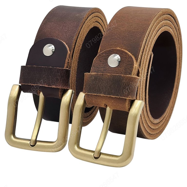 [130cm][Tặng đục lỗ] Dây lưng da bò thật DHM-122 | Dây nịt da bò sáp đầu khoá kim mạ đồng thời trang | Bảo hành 12 tháng